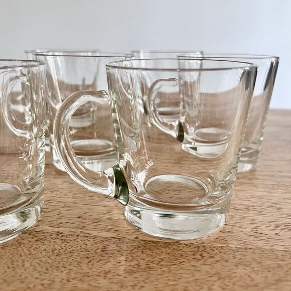 Hand Blown Clear Glass Coffee Espresso Punch Mugs Set of 8 Vintage 4oz, 3.25” H - Picture 2 of 7